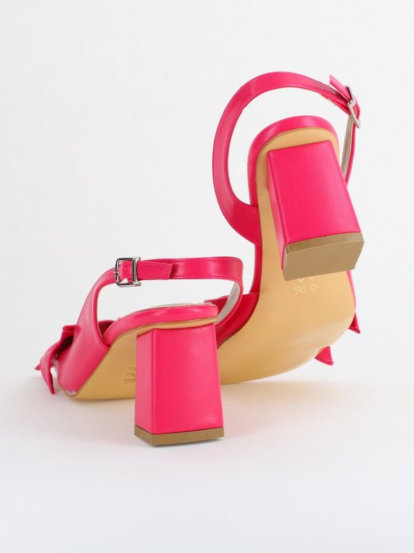 Sandale damă Casual cu Toc cu Fundiță din Piele Ecologica culoare Fuchsia - BS070TR2405545 123