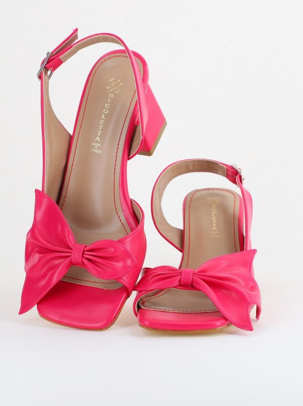 Sandale damă Casual cu Toc cu Fundiță din Piele Ecologica culoare Fuchsia - BS070TR2405545 124