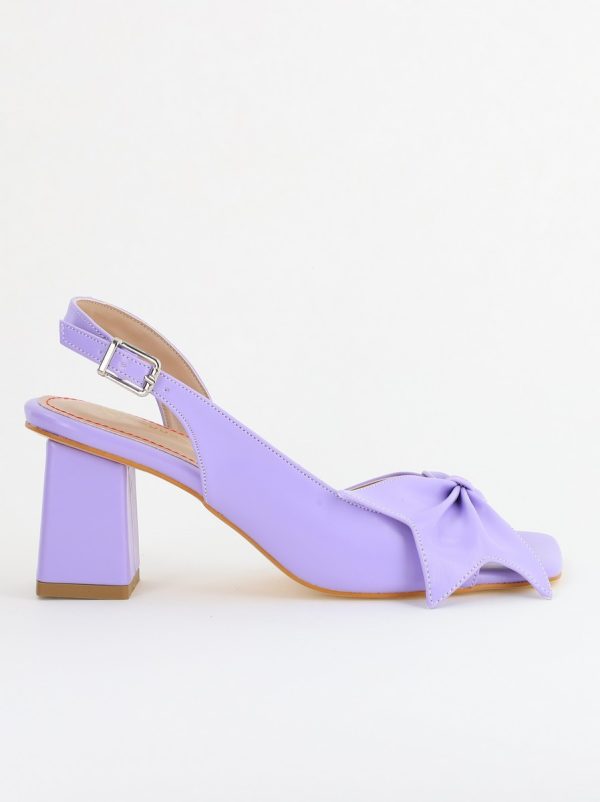 Sandale damă Casual cu Toc cu Fundiță din Piele Ecologica culoare Violet - BS070TR2405546 120