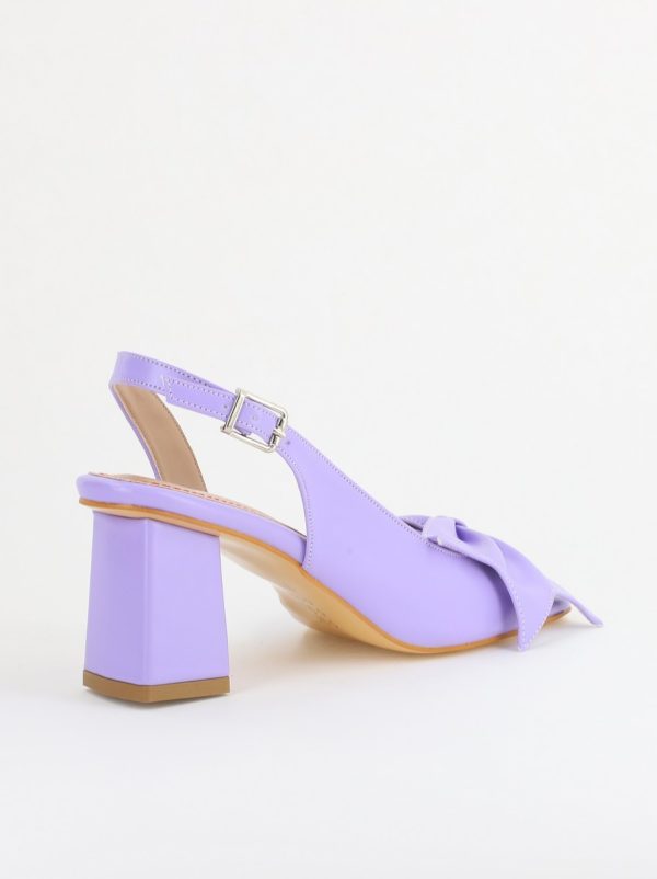 Sandale damă Casual cu Toc cu Fundiță din Piele Ecologica culoare Violet - BS070TR2405546 122