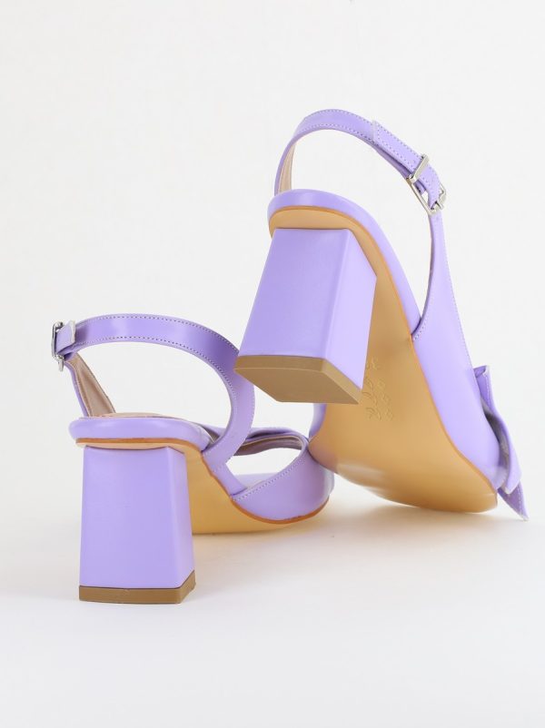 Sandale damă Casual cu Toc cu Fundiță din Piele Ecologica culoare Violet - BS070TR2405546 123