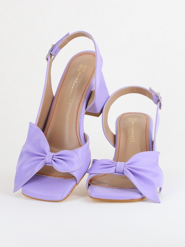 Sandale damă Casual cu Toc cu Fundiță din Piele Ecologica culoare Violet - BS070TR2405546 124