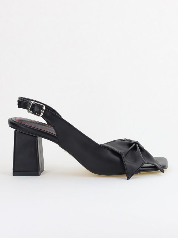 Sandale damă Casual cu Toc cu Fundiță din Piele Ecologica culoare Negru - BS070TR2405543 120
