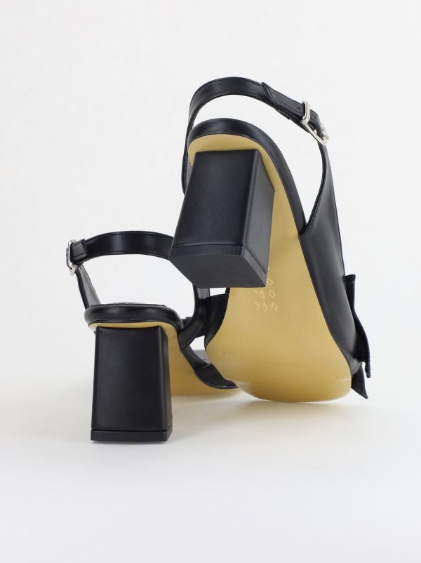 Sandale damă Casual cu Toc cu Fundiță din Piele Ecologica culoare Negru - BS070TR2405543 123