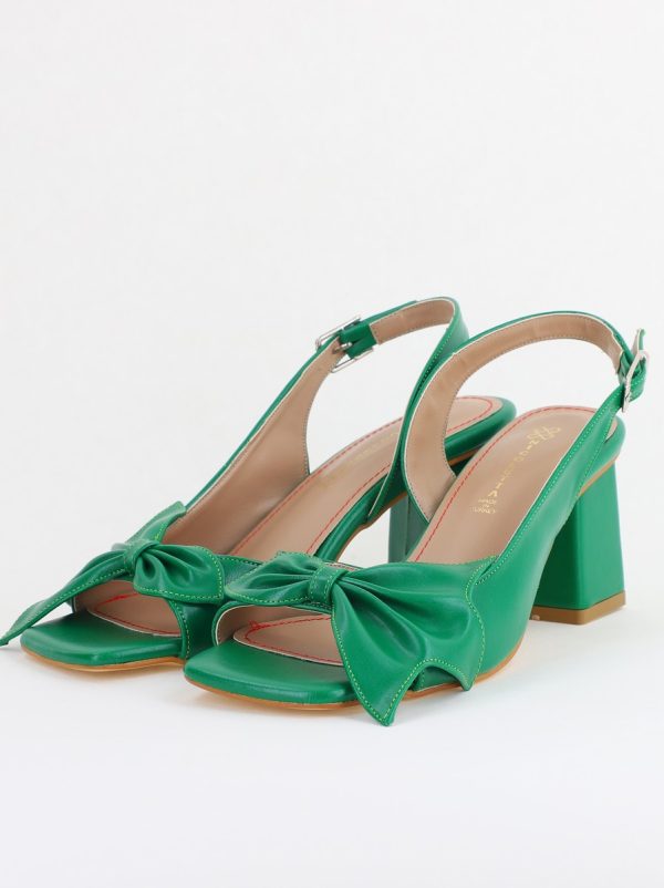 Sandale damă Casual cu Toc cu Fundiță din Piele Ecologica culoare Verde - BS070TR2405544 119