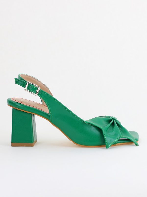 Sandale damă Casual cu Toc cu Fundiță din Piele Ecologica culoare Verde - BS070TR2405544 120