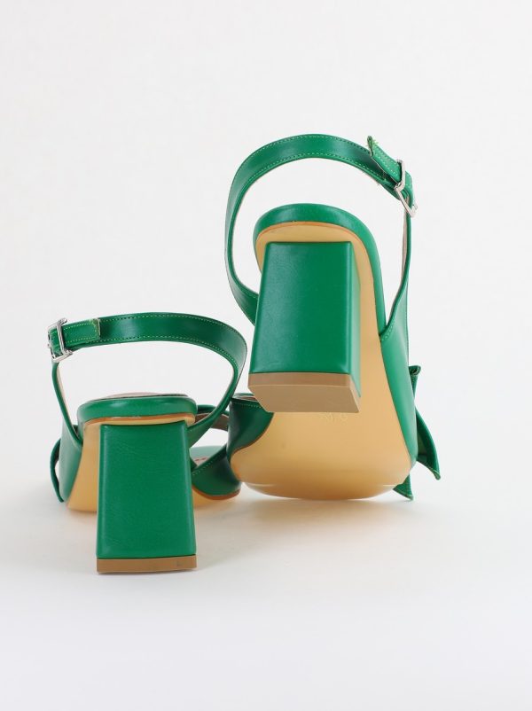Sandale damă Casual cu Toc cu Fundiță din Piele Ecologica culoare Verde - BS070TR2405544 123