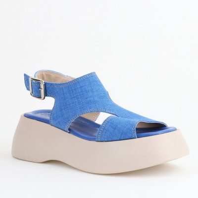 Sandale Damă cu talpă groasă Albastru închis aspect denim piele ecologică