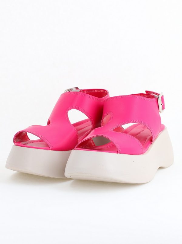 Sandale Damă cu talpă groasă Fuchsia piele ecologică 120