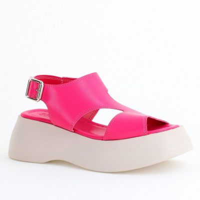 Sandale Damă cu talpă groasă Fuchsia piele ecologică