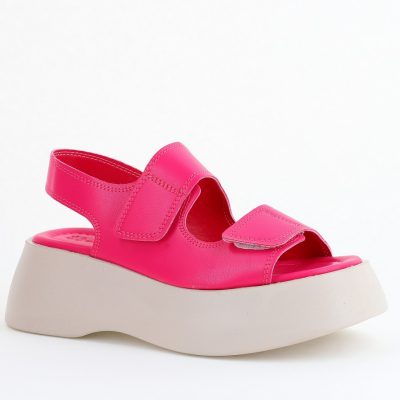 Sandale Damă cu talpă groasă fuchsia piele ecologică