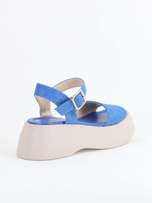Sandale Damă cu talpă groasă piele ecologică aspect denim Albastru inchis (BS801SN2405439) 126