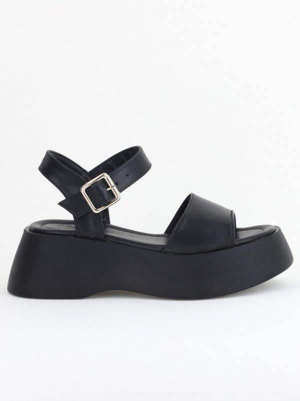 Sandale Damă cu talpă groasă piele ecologică Negru (BS801SN2405440) 124