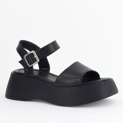 Sandale Damă cu talpă groasă piele ecologică Negru (BS801SN2405440)