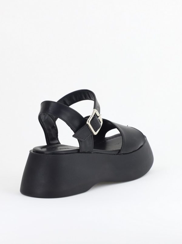 Sandale Damă cu talpă groasă piele ecologică Negru (BS801SN2405440) 126