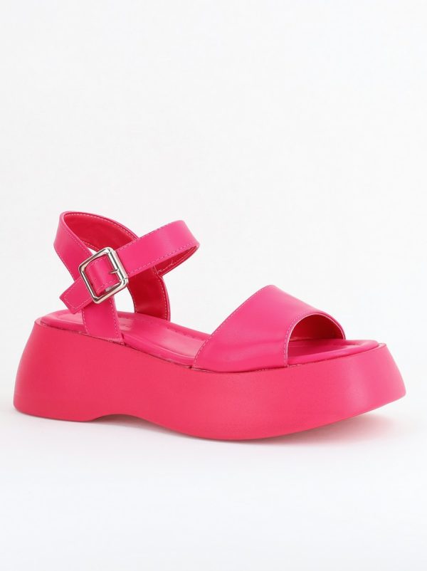 Incaltaminte Dama - Sandale Damă cu talpă groasă piele ecologică fuchsia (BS801SN2405436)