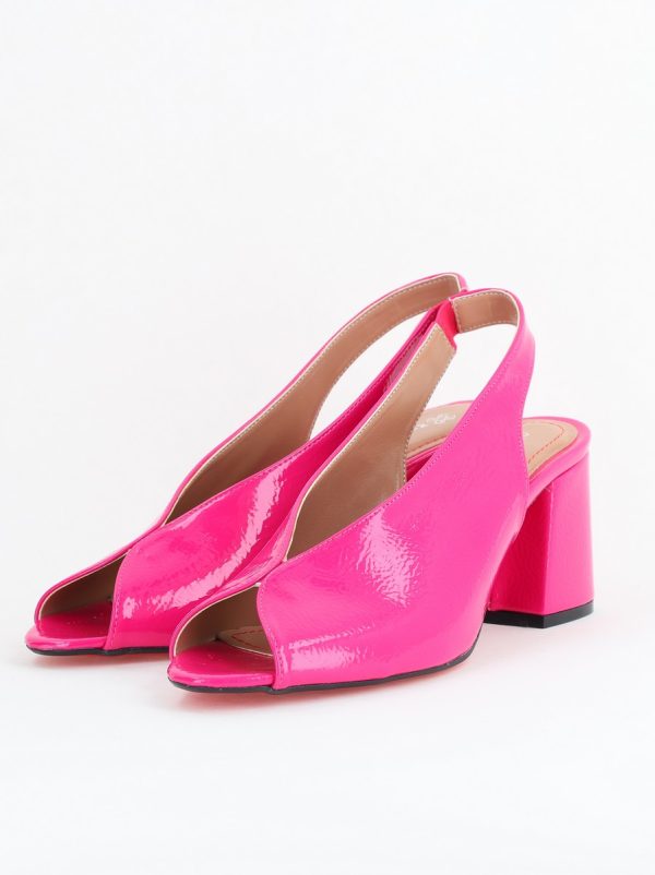 Sandale damă cu Toc Gros Vârf Rotund Piele Ecologică Fuchsia BS667SN2405599 120