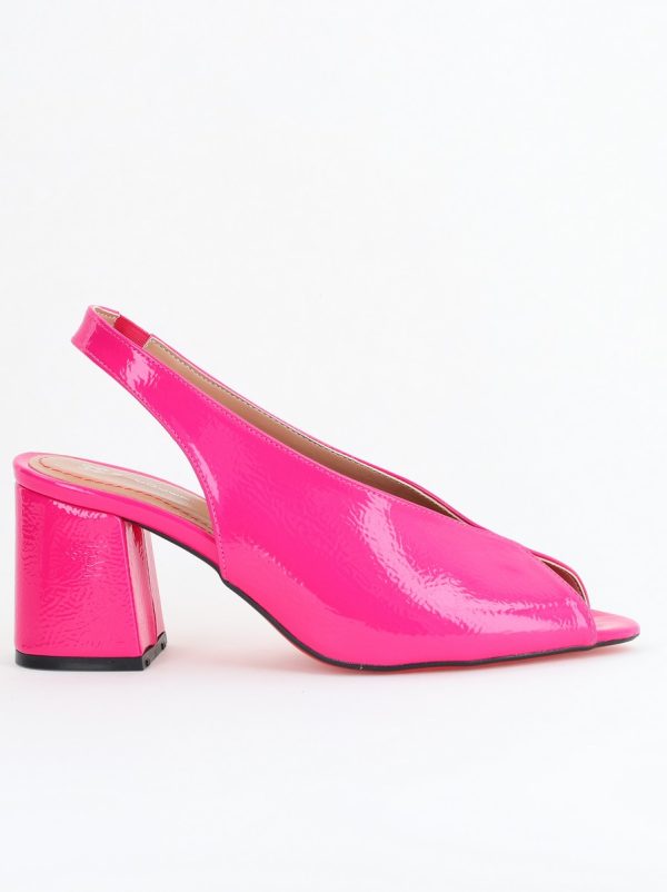 Sandale damă cu Toc Gros Vârf Rotund Piele Ecologică Fuchsia BS667SN2405599 122