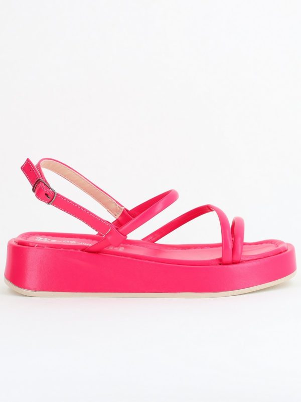 Sandale Damă Fuchsia din piele ecologică cu cataramă 122
