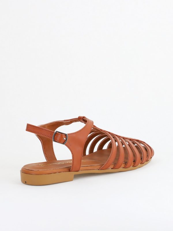 Sandale fără Toc din Piele Ecologică Maro (BS01SN2405354) 123