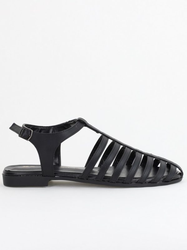 Sandale fără Toc din Piele Ecologică Negru mat (BS01SN2405358) 121