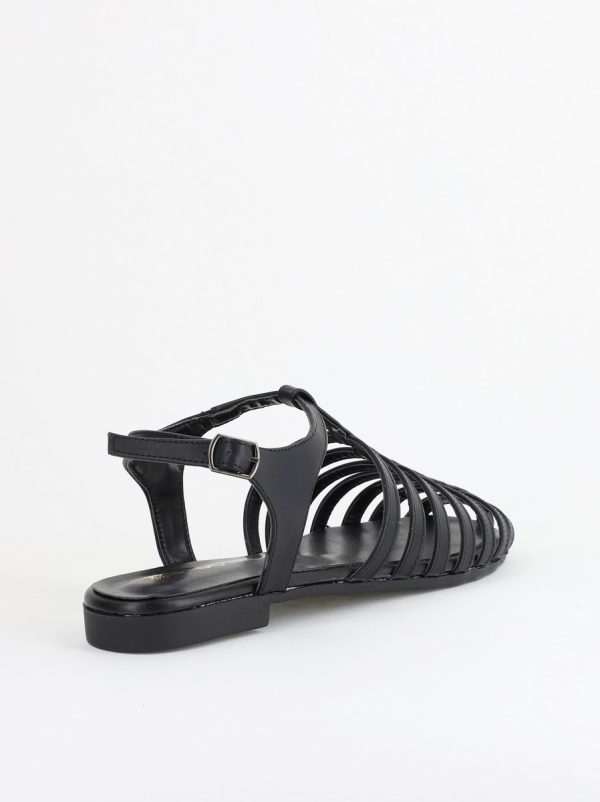 Sandale fără Toc din Piele Ecologică Negru mat (BS01SN2405358) 123