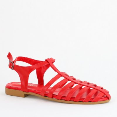 Sandale fără Toc din Piele Ecologică Roșu mat (BS01SN2405356)