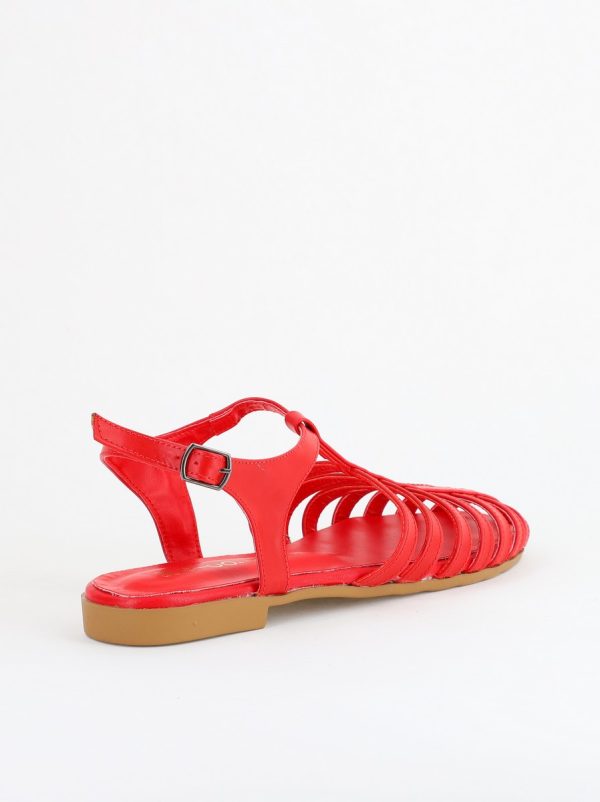 Sandale fără Toc din Piele Ecologică Roșu mat (BS01SN2405356) 123