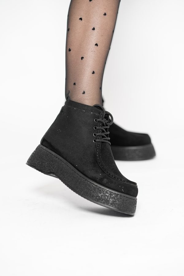 Ghete damă din piele ecologică întoarsă cu șiret culoare Negre BS2011BT2409866 119