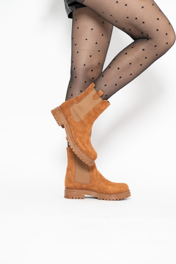 Ghete damă din piele ecologică întoarsă cu elastic- culoare Maro BS8012BT2409831 123