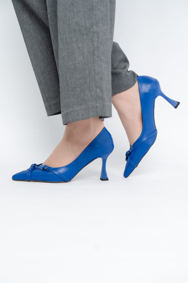 Pantofi Damă Stiletto Albastru Mat din Piele Ecologică BS0200AY2411183 123