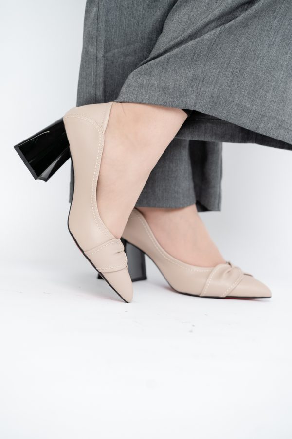 Pantofi Damă cu Toc din Piele Ecologică Bej mat(BS2006D2409883) 121