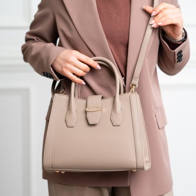 Geantă damă casual piele ecologică cu un compartiment taupe David Jones BS7188CM2409060