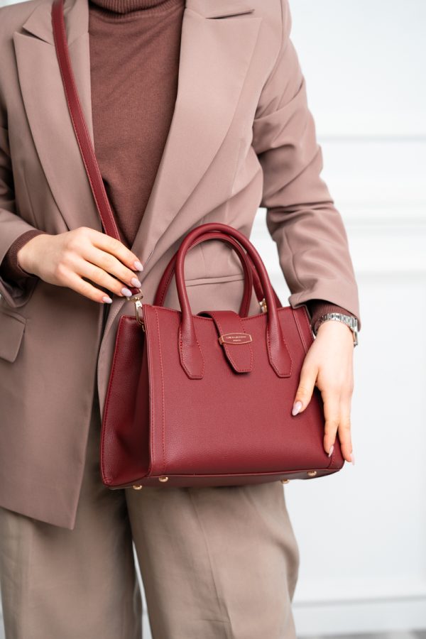 Geantă damă casual piele ecologică cu un compartiment bordo David Jones BS7188CM2409061 119