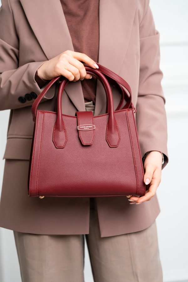 Geantă damă casual piele ecologică cu un compartiment bordo David Jones BS7188CM2409061 121