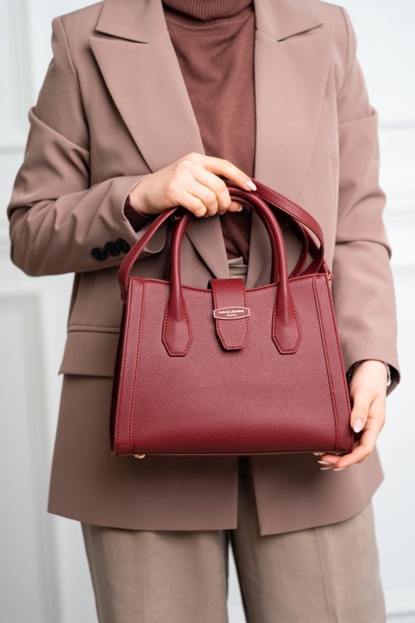 Geantă damă casual piele ecologică cu un compartiment bordo David Jones BS7188CM2409061 124