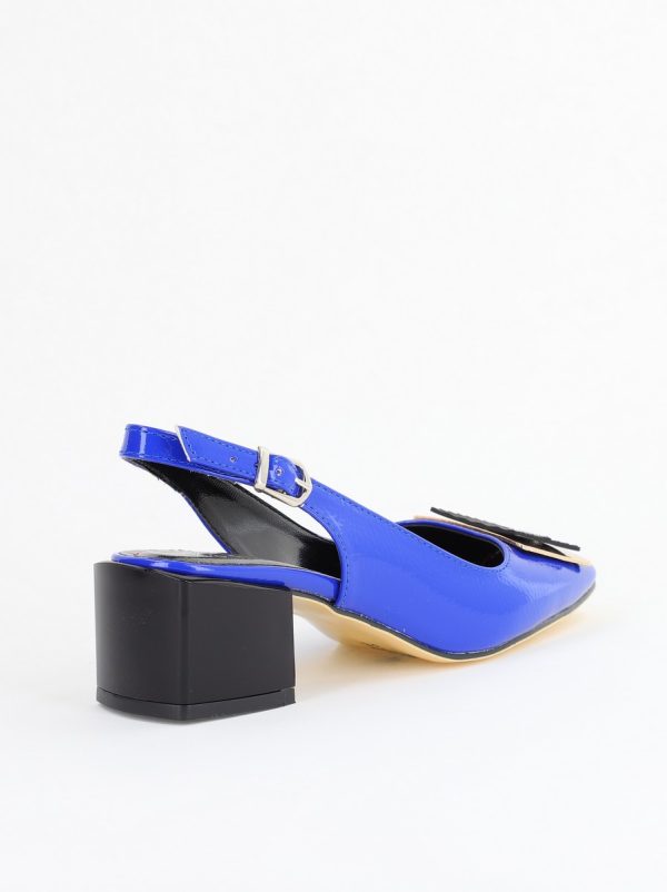 Pantofi cu Toc Eleganți Decupați cu Pietricele din Piele Ecologică culoare Albastru Lucios - BS1311AY2407790 122