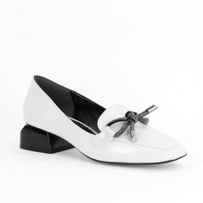Pantofi cu Toc Eleganti din Piele Ecologică Alb- BS156BA2407786