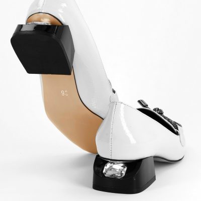 Pantofi cu Toc Eleganti din Piele Ecologică Alb- BS156BA2407786