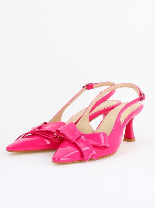 Pantofi cu Toc jos Decupați culoare Fuchsia Lac cu fundiță din Piele Ecologica- BS539AY2407782 119