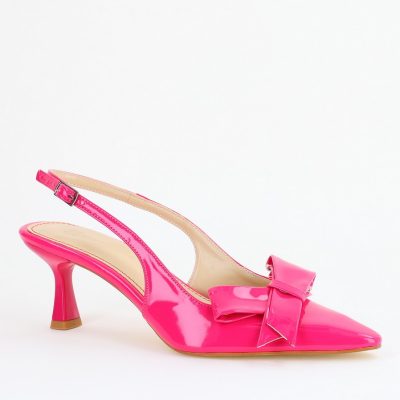 Pantofi cu Toc jos Decupați culoare Fuchsia Lac cu fundiță din Piele Ecologica- BS539AY2407782