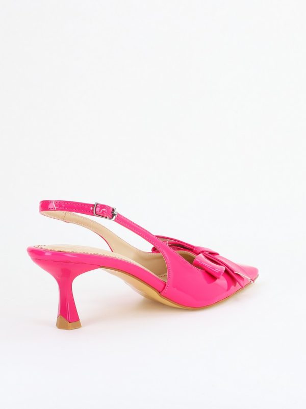 Pantofi cu Toc jos Decupați culoare Fuchsia Lac cu fundiță din Piele Ecologica- BS539AY2407782 122