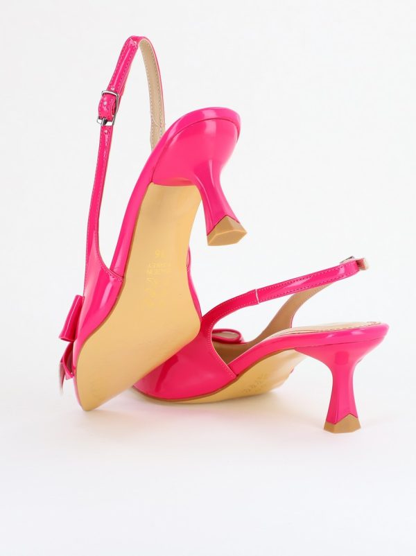Pantofi cu Toc jos Decupați culoare Fuchsia Lac cu fundiță din Piele Ecologica- BS539AY2407782 123
