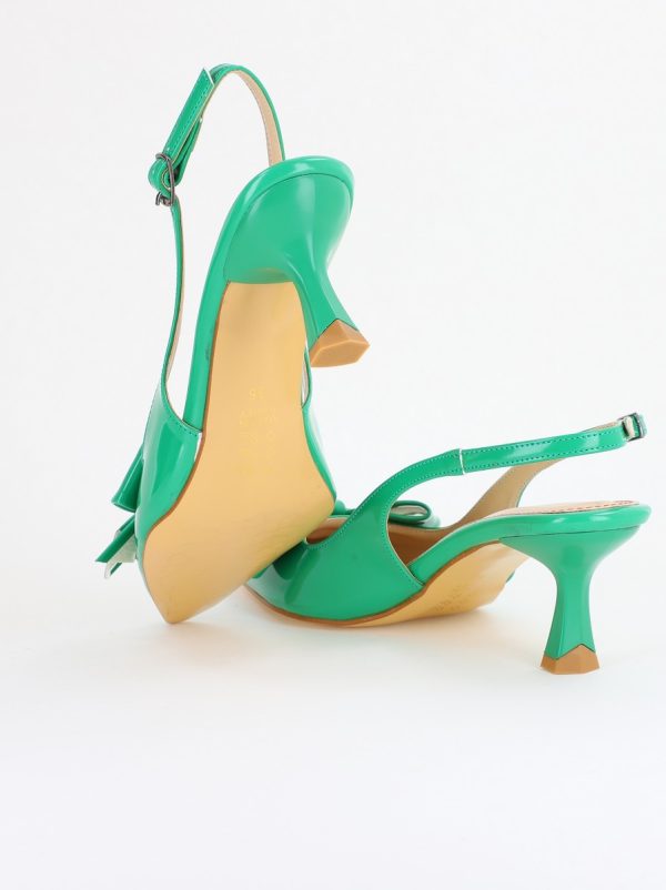 Pantofi cu Toc jos Decupați culoare Verde Lac cu fundiță din Piele Ecologica- BS539AY2407780 123