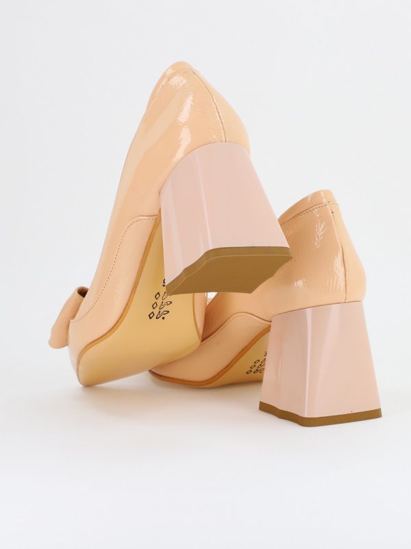 Pantofi cu Toc Eleganti Bej cu Fundită și pietricele din Piele Ecologica (BS712TAY2407750) 122