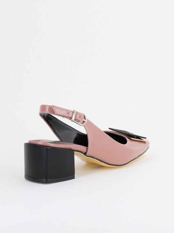 Pantofi cu Toc Eleganti Decupați cu Pietricele din Piele Ecologica culoare Roz somon Lucios - BS1311AY2407749 122