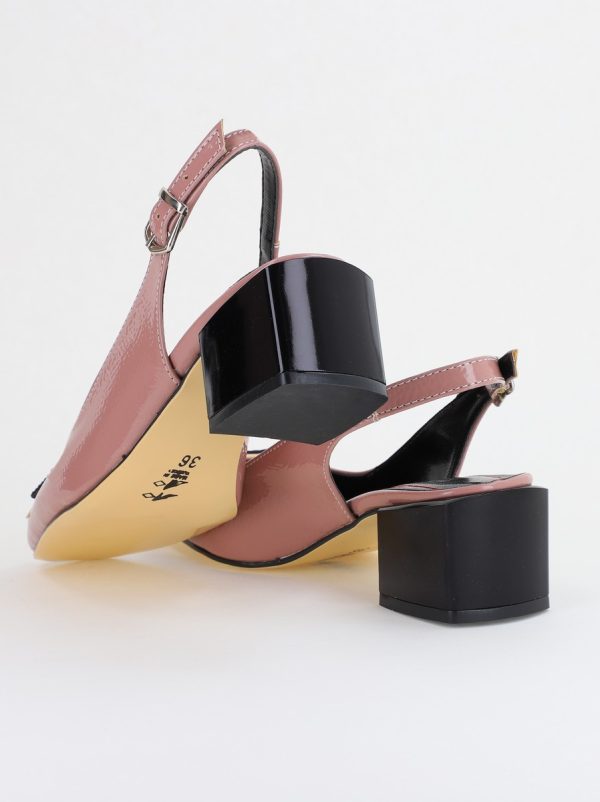 Pantofi cu Toc Eleganti Decupați cu Pietricele din Piele Ecologica culoare Roz somon Lucios - BS1311AY2407749 123