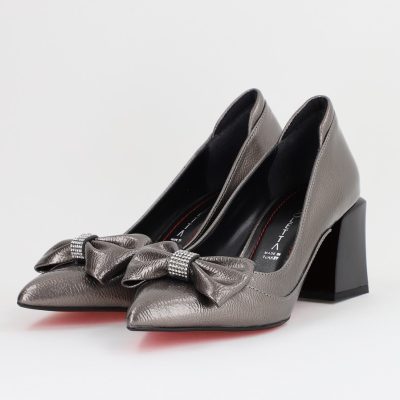Pantofi cu Toc Eleganti platina cu Fundită și pietricele din Piele Ecologica (BS712TAY2407752)