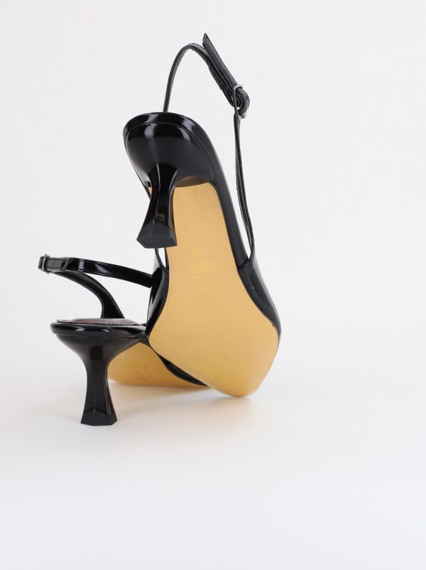 Pantofi cu Toc jos Decupați cu Pietricele din Piele Ecologica culoare Negru Lac - BS542AY2407767 122