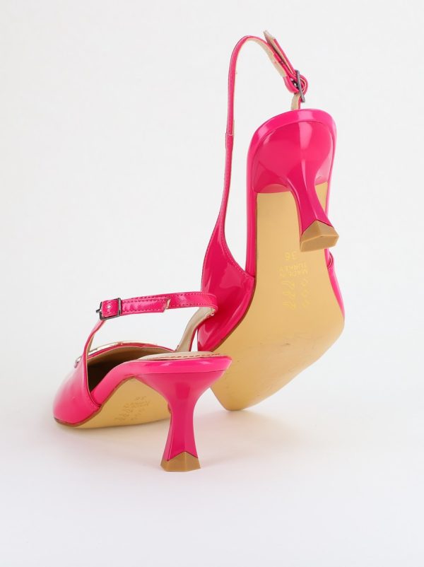 Pantofi cu Toc jos Decupați cu Pietricele din Piele Ecologica culoare Roz fuchsia Lac - BS542AY2407770 122
